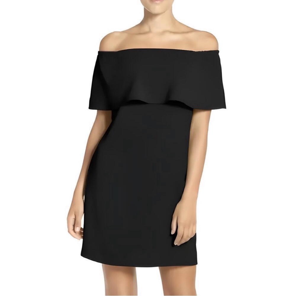 Charles Henry Off The Shoulder Dress Ruffle Shift Mini Black